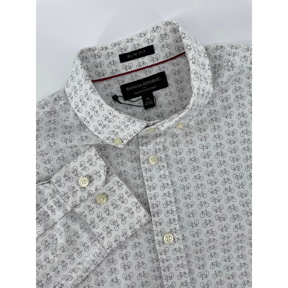 Banana Republic Dress Shirt Men’s M Slim Fit Bicycle Graphic